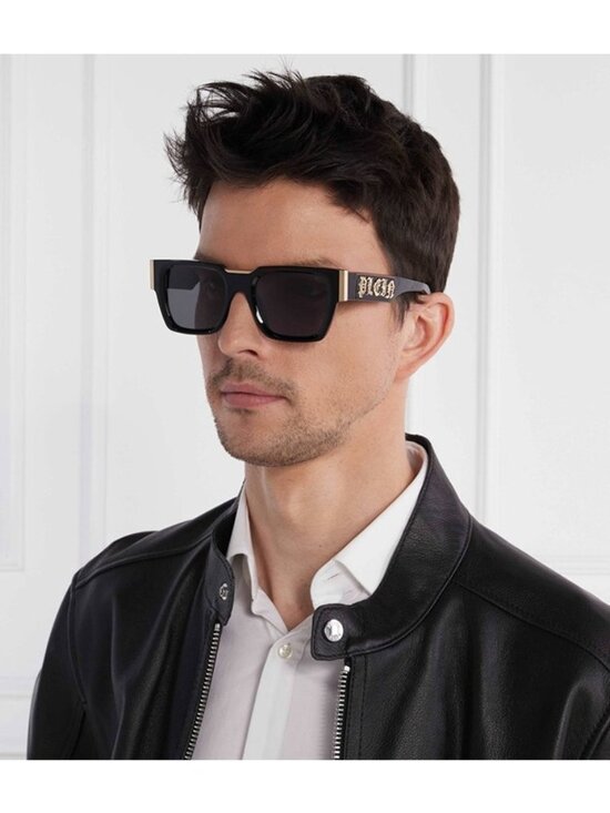 Philipp Plein SPP095M 0700 Sunglasses Black Square Frame, Grey Lenses main image 7